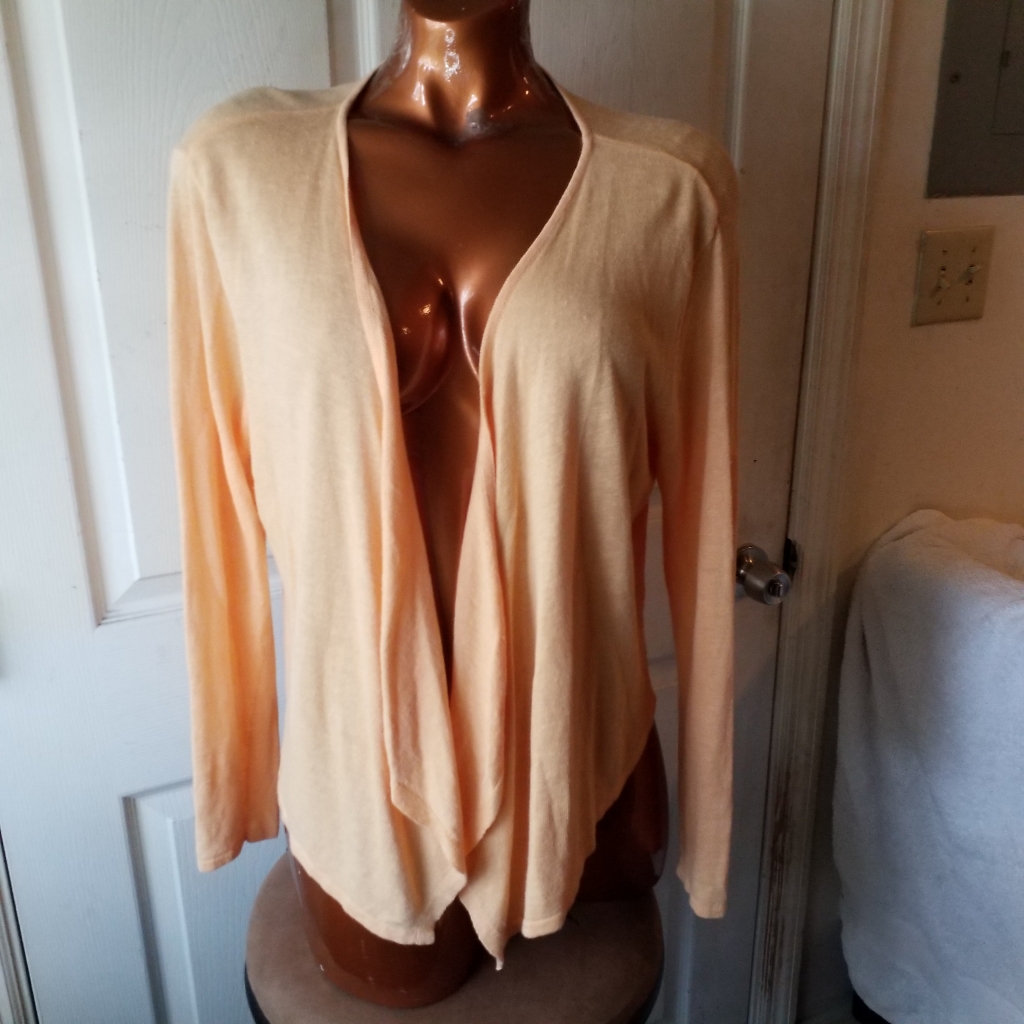J Jill Waterfall Cardigan Linen Blend Pastel Marigold Open-Front Lightweight M